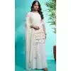 Off White Faux Georgette Embroidered Party Wear Plus Size Palazzo Suit - 12011204589