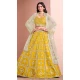 Art Silk Sequins Work Designer Wear Lehenga Choli In Yellow - 12012204590