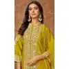 Mehendi Green Chinon Silk Embroidered Pakistani Style Plus Size Palazzo Suit - 12019204615