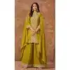 Mehendi Green Chinon Silk Embroidered Pakistani Style Plus Size Palazzo Suit - 12019204615