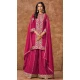Rani Pink Chinon Silk Embroidered Pakistani Style Palazzo Suit - 12019204618