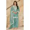 Aqua Blue Silk Embroidered Plus Size Punjabi Patiala Suit - 158218700