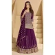 Georgette Heavy Embroidery Designer Sharara Suit In Purple - 158308733