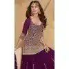 Georgette Heavy Embroidery Designer Plus Size Sharara Suit In Purple - 158308733