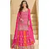 Georgette Heavy Embroidery Designer Plus Size Sharara Suit In Pink - 158308734