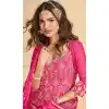 Georgette Heavy Embroidery Designer Plus Size Sharara Suit In Pink - 158308734