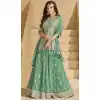 Georgette Heavy Embroidery Designer Plus Size Sharara Suit In Green - 158308735