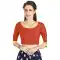Orange Art Silk Lace Border Work Readymade Blouse - 12026204660