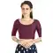 Wine Art Silk Lace Border Work Readymade Blouse - 12026204661