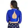 Royal Blue Art Silk Lace Border Work Party Wear Readymade Plus Size Blouse - 12033204697