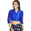 Royal Blue Art Silk Lace Border Work Party Wear Readymade Plus Size Blouse - 12033204697