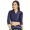 Navy Blue Art Silk Lace Border Work Party Wear Readymade Blouse - 12033204699
