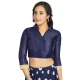 Navy Blue Art Silk Lace Border Work Party Wear Readymade Blouse - 12033204699
