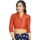 Orange Art Silk Lace Border Work Party Wear Readymade Blouse - 12033204702