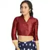 Art Silk Lace Border Work Party Wear Readymade Plus Size Blouse In Maroon - 12033204705