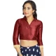 Art Silk Lace Border Work Party Wear Readymade Blouse In Maroon - 12033204705