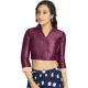 Wine Art Silk Lace Border Work Party Wear Readymade Blouse - 12033204706