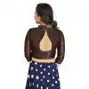 Coffee Art Silk Lace Border Work Party Wear Readymade Plus Size Blouse - 12033204707