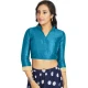 Firozi Art Silk Lace Border Work Party Wear Readymade Blouse - 12033204708