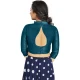 Teal Blue Art Silk Lace Border Work Party Wear Readymade Blouse - 12033204709