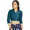 Teal Blue Art Silk Lace Border Work Party Wear Readymade Blouse - 12033204709