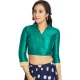 Rama Blue Art Silk Lace Border Work Party Wear Readymade Blouse - 12033204710
