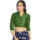 Olive Green Art Silk Lace Border Work Party Wear Readymade Blouse - 12033204711