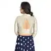 White Art Silk Lace Border Work Party Wear Readymade Plus Size Blouse - 12033204714