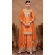 Chinon Digital Print Work Designer Palazzo Salwar Kameez In Orange - 12036204727