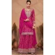 Chinon Digital Print Work Designer Palazzo Salwar Kameez In Rani Pink - 12036204728