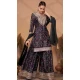 Chinon Digital Print Work Designer Palazzo Salwar Kameez In Black - 12036204729