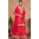 Chinon Digital Print Work Designer Palazzo Salwar Kameez In Red - 12036204730