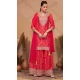 Chinon Digital Print Work Designer Palazzo Salwar Kameez In Red - 12036204730