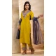 Viscose Rayon Sequins Work Designer Salwar Suit In Lemon Yellow - 12069204985