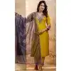 Viscose Rayon Sequins Work Designer Plus Size Salwar Suit In Lemon Yellow - 12069204985