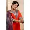 Viscose Rayon Sequins Work Designer Plus Size Salwar Suit In Peach - 12069204986