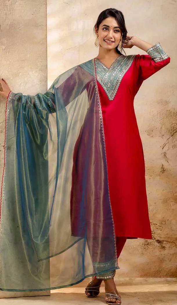 Viscose Rayon Sequins Work Designer Salwar Suit In Rani Pink - 12069204989