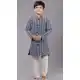 Navy Blue Cotton Silk Embroidered Kids Boys Kurta Pajama - 12058204843