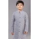 Grey Cotton Silk Embroidered Kids Boys Kurta Pajama - 12058204844
