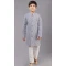 Grey Cotton Silk Embroidered Kids Boys Kurta Pajama - 12058204844