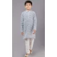 Grey Georgette Embroidered Kids Boys Kurta Pajama - 12058204845