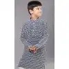 Navy Blue Georgette Embroidered Kids Boys Kurta Pajama - 12058204847