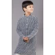 Navy Blue Georgette Embroidered Kids Boys Kurta Pajama - 12058204847