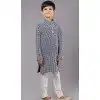 Navy Blue Georgette Embroidered Kids Boys Kurta Pajama - 12058204847