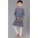 Royal Blue Cotton Silk Embroidered Kids Boys Kurta Pajama - 12058204848
