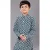 Rama Green Cotton Silk Embroidered Kids Boys Kurta Pajama - 12058204849
