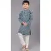 Rama Green Cotton Silk Embroidered Kids Boys Kurta Pajama - 12058204849