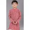 Red Cotton Silk Embroidered Kids Boys Kurta Pajama - 12058204850