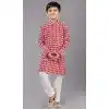 Red Cotton Silk Embroidered Kids Boys Kurta Pajama - 12058204850