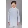 Light Grey Cotton Silk Embroidered Kids Boys Kurta Pajama - 12058204852